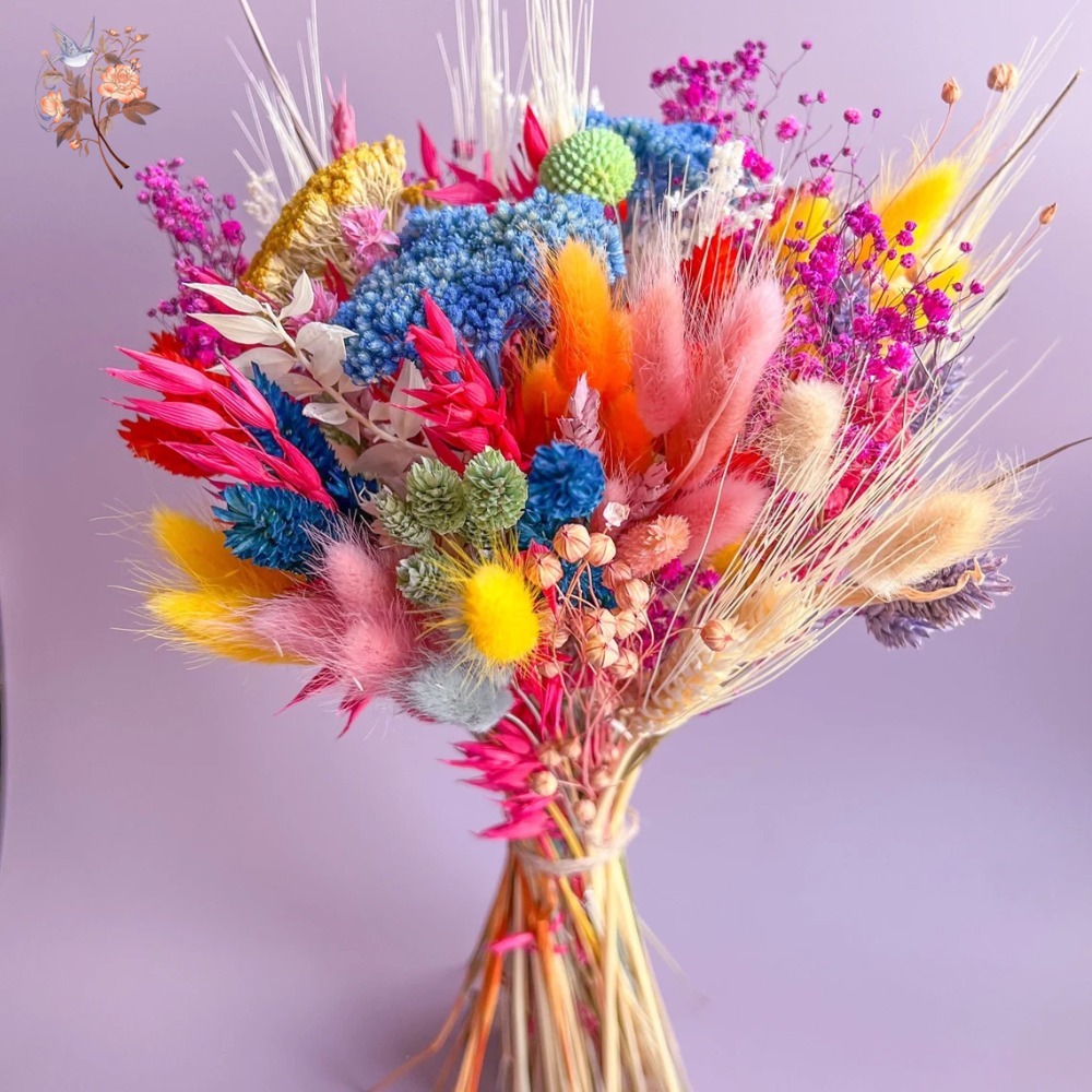Baby Breath Dried - Kleurrijke gedroogde bloemen bruidsboeket voor bruid
