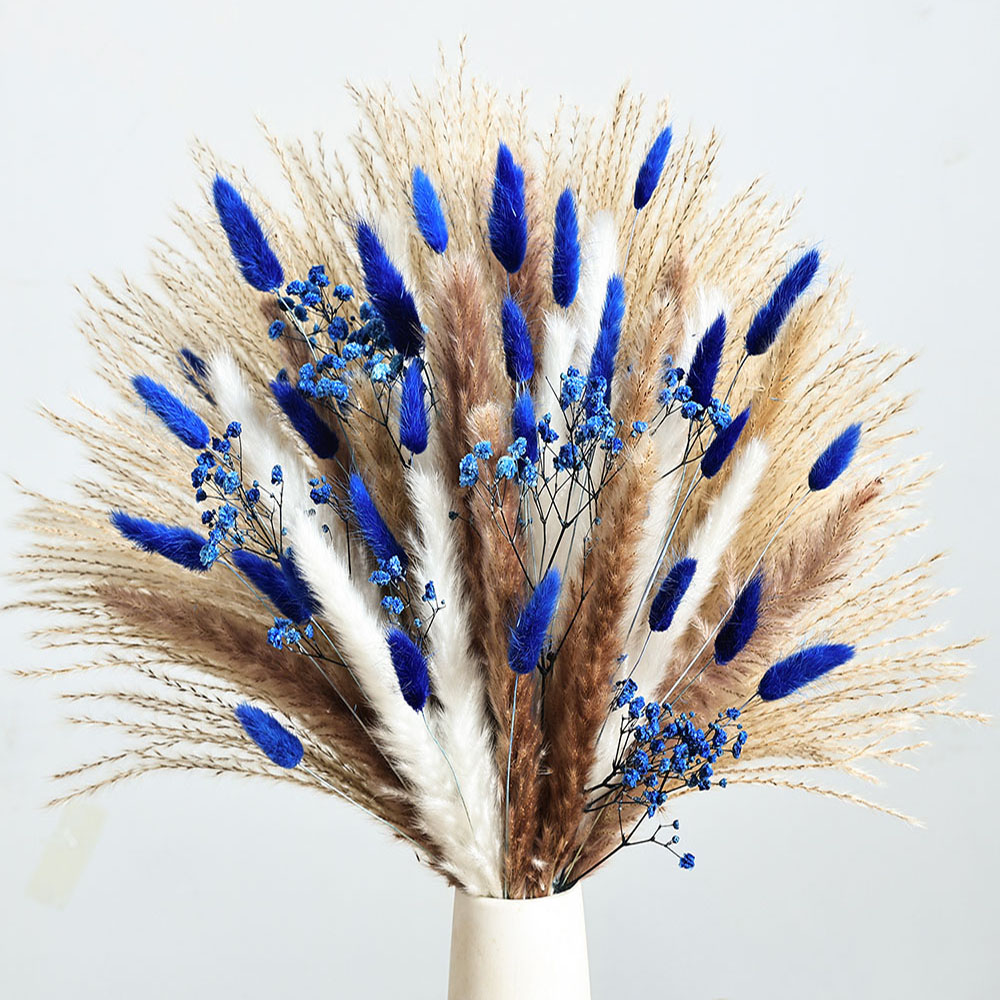 Baby Breath Dried - 70 stks Blauwe Pampas Kunstmatige Gedroogde
