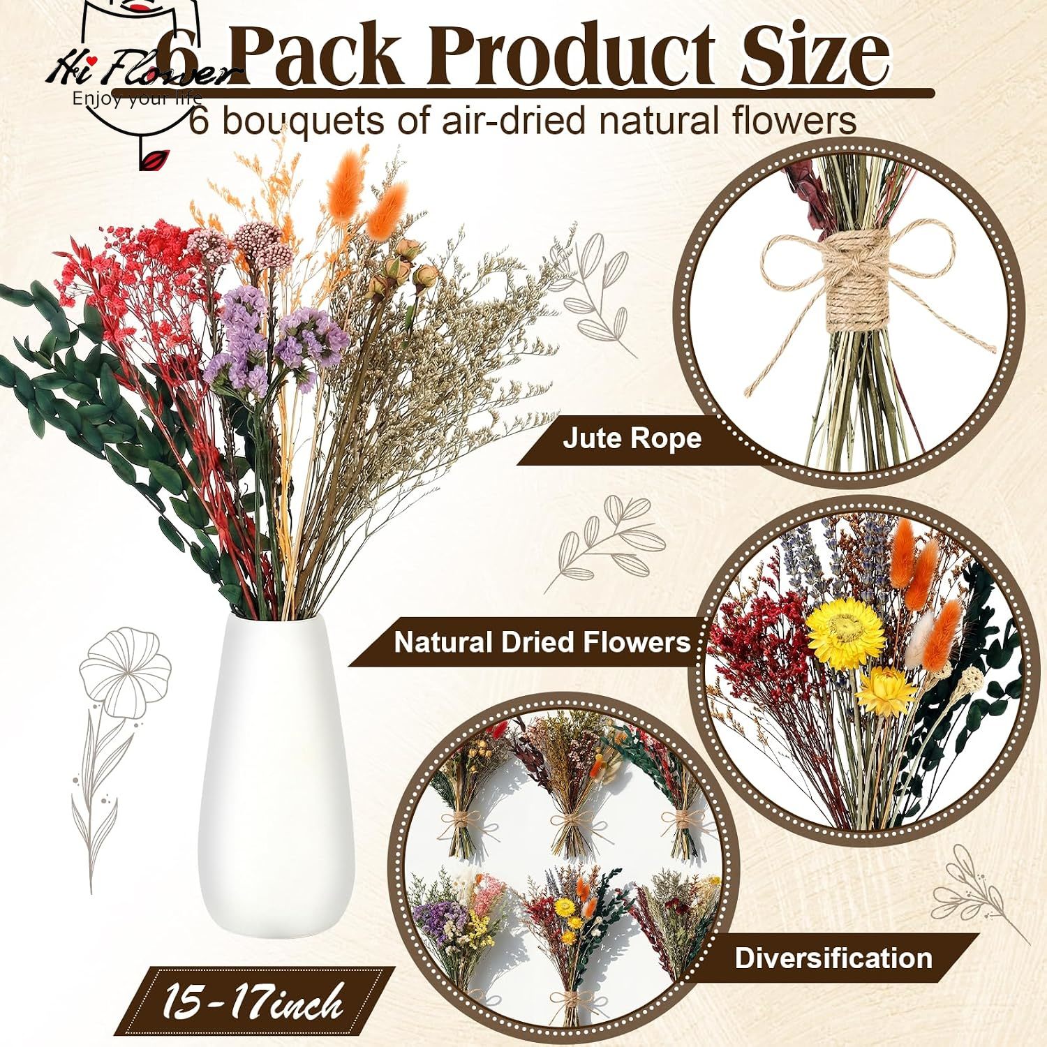 6 bosjes 15 inch grote gedroog - Baby Breath Dried recensie en prijs